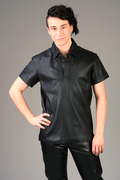 Leather Polo Shirt Black L