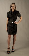 Button-up klänning, PU-läder L