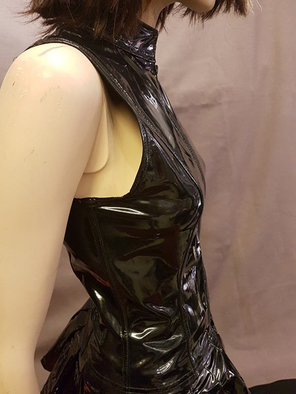 Glansig PVC, Ärmlös Topp m. Dragkedja, L
