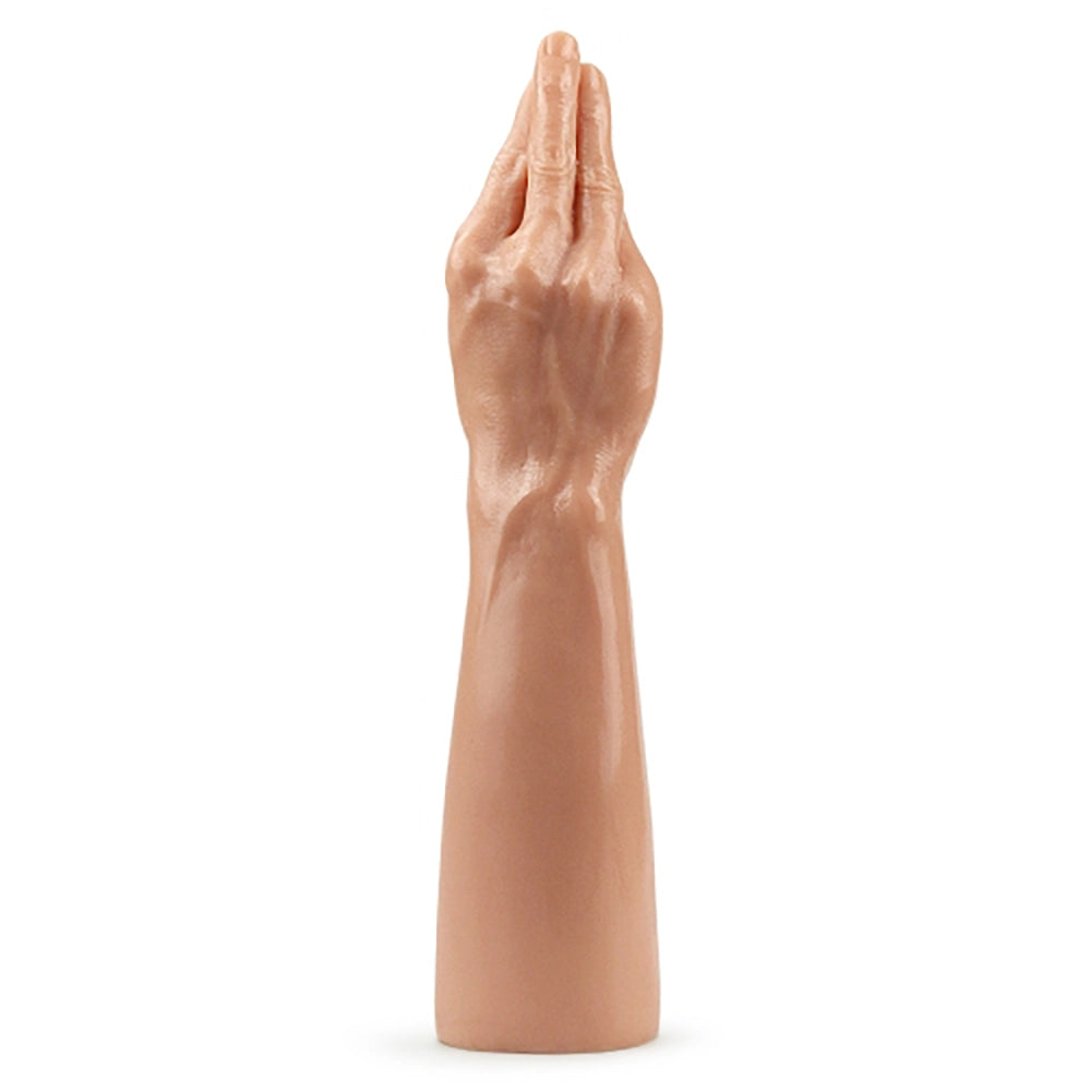 Konisk fisthand LoveToy LV2210 hudfärgad PVC fingrar samlade konisk spets vit bakgrund från Chambers of Love