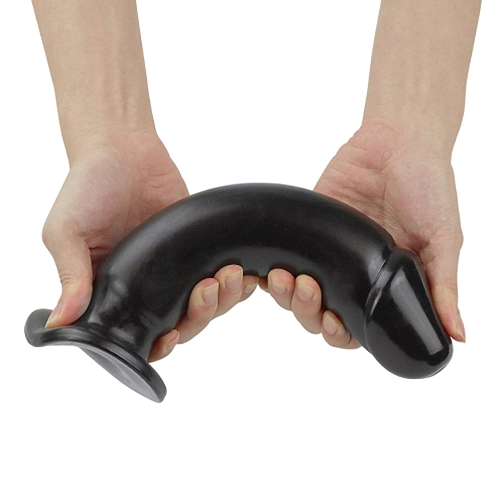 King Sized Anal Dildo svart böjlig LoveToy LV2243 flexibel PVC finger trycker ollon platt botten från Chambers of Love