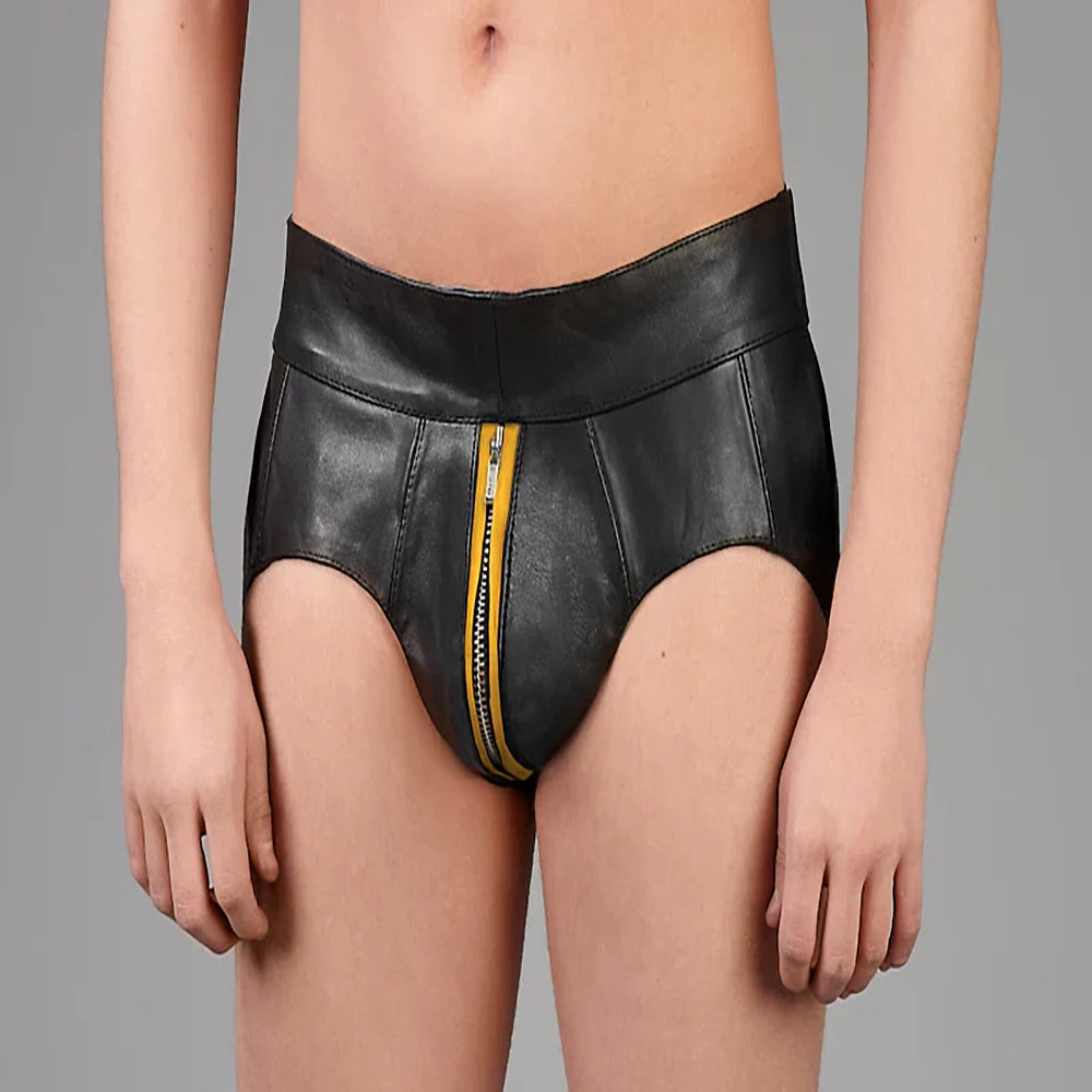 Leder-Jocks mit Reißverschluss