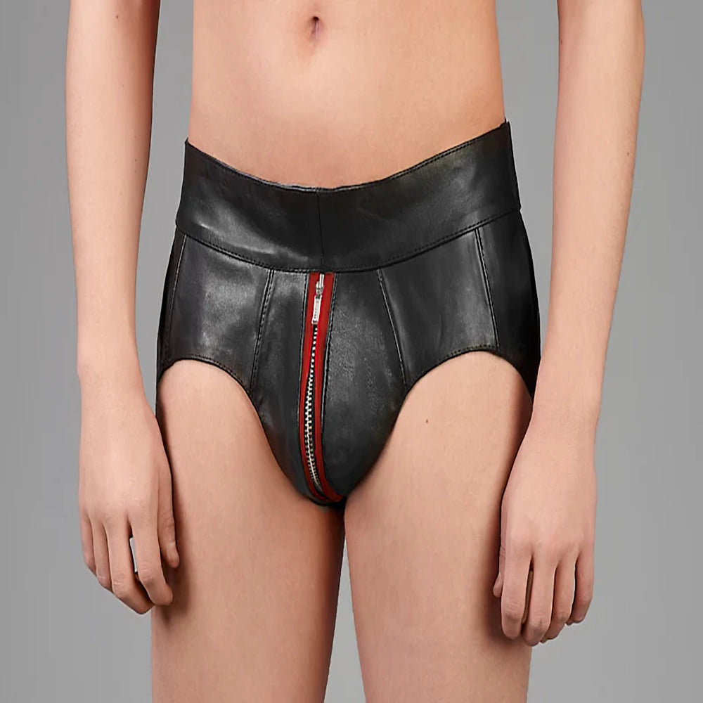 Leder-Jocks mit Reißverschluss