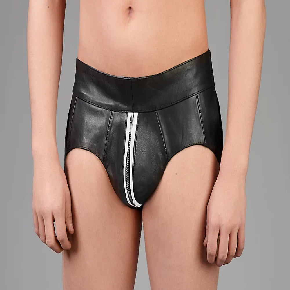 Leder-Jocks mit Reißverschluss