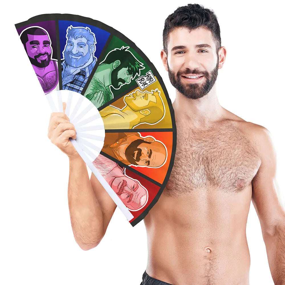 Pride Fan PRIDE PALET Bobo Bear 64 cm klappernder Fächer in Regenbogenfarben mit Figuren aus Chambers of Love