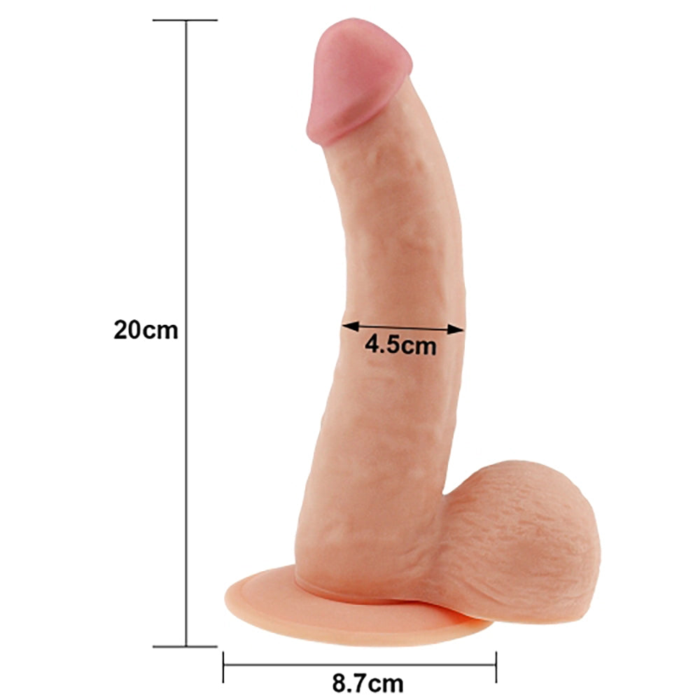 Realistisk dildo Ultra Soft Dude mått – 20 cm längd 4,5 cm diameter – hudfärgad Cyber Skin från Chambers of Loves sortiment