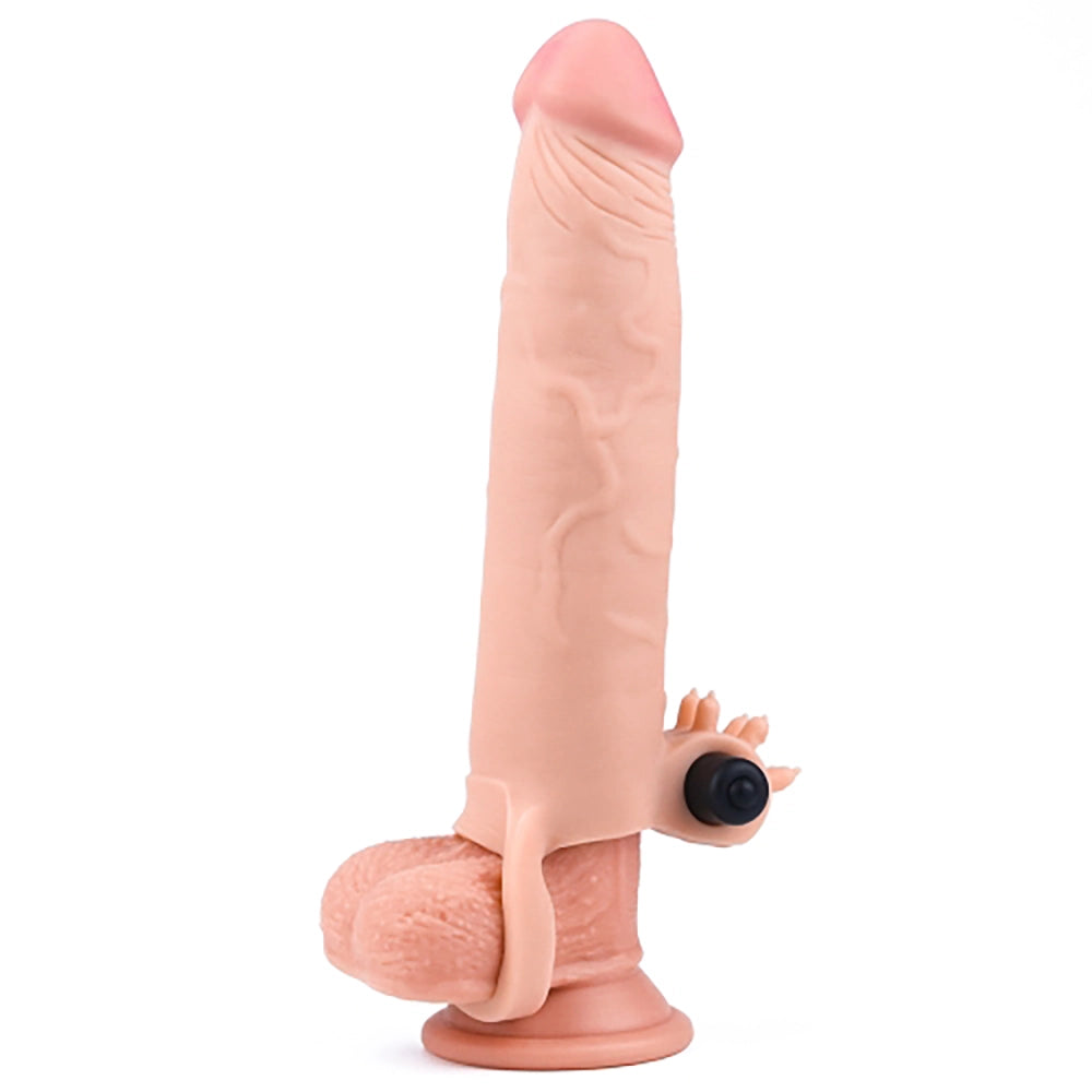 vibrerande penishylsa Pleasure X-Tender LV1065 – monterad med bollrem och bullet-vibrator från Chambers of Love