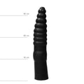 AB20 Drainer gerippter XXL-Dildo, schwarz, mit progressiver Textur und Messlinien – 34 cm Gesamtlänge von Chambers of Love