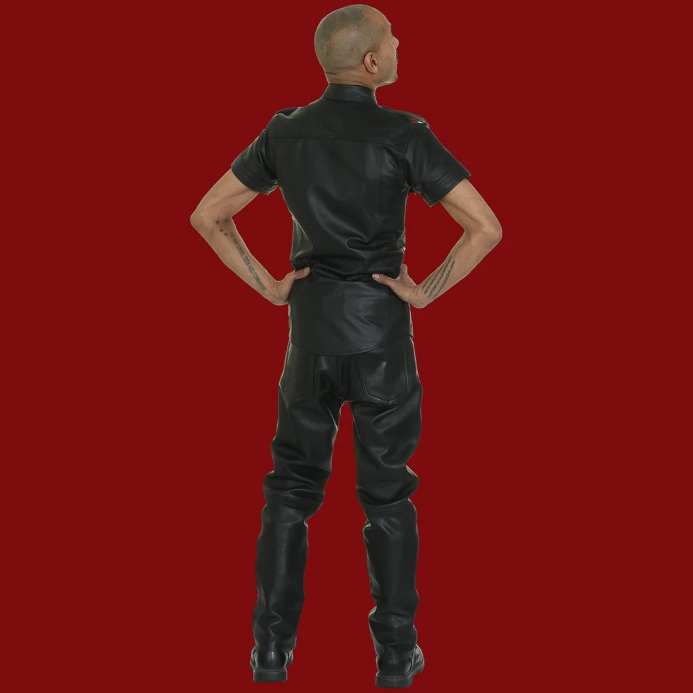 Kurzärmeliges Lederhemd