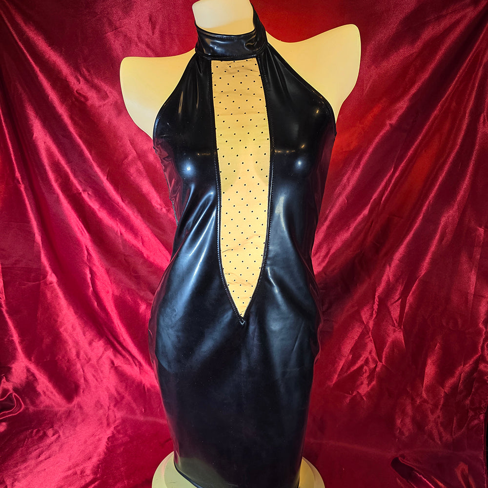 Schwarzes Datexkleid mit Mesh – von vorne – Chambers of Love